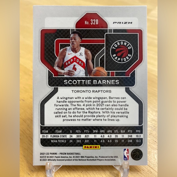 Scottie Barnes 2021-22 Prizm Red Ice Parallel RC #320 - Picture 6 of 6